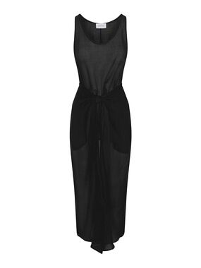 ANEMOS black swim wrap coverup midi dress